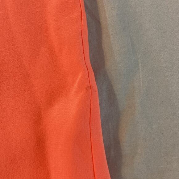 BCBGMaxAzria Coral Orange Silk Keyhole Long Sleeve Blouse Large - Picture 9 of 9